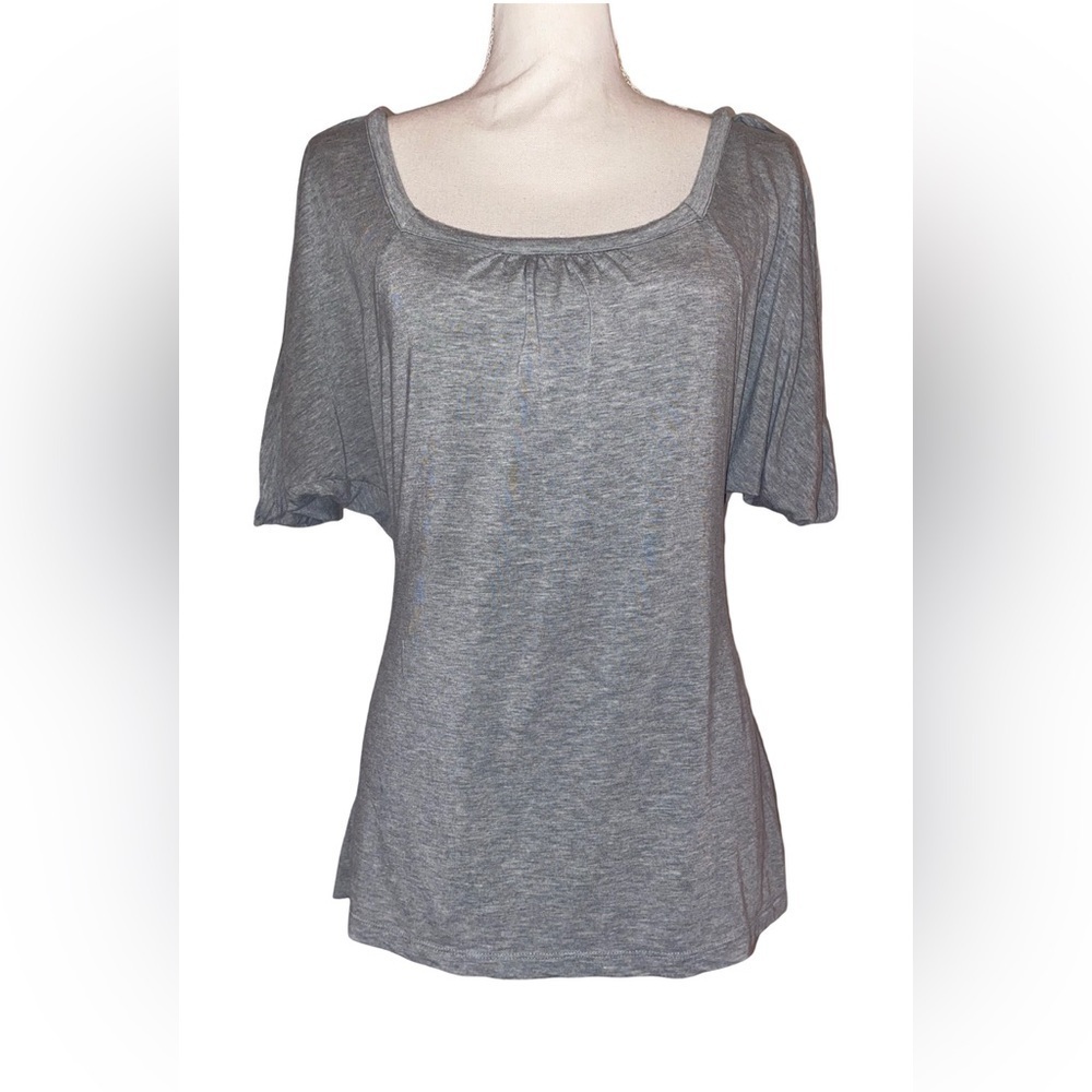 ANN TAYLOR LOFT Women’s Large Tie Back Soft Tee W/Shoulder Slit in GRY
